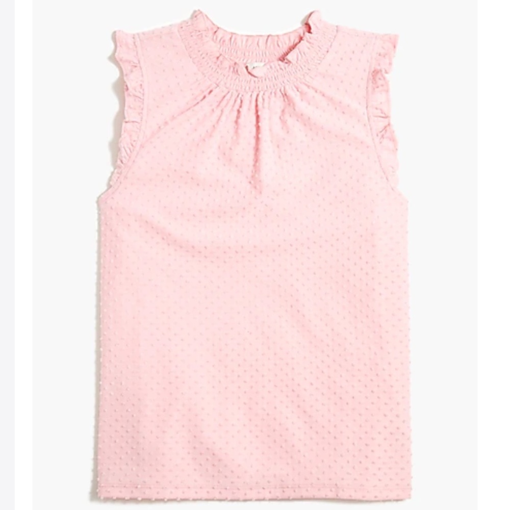 J.Crew Swiss Dot Smocked-Neck Tank, Size M